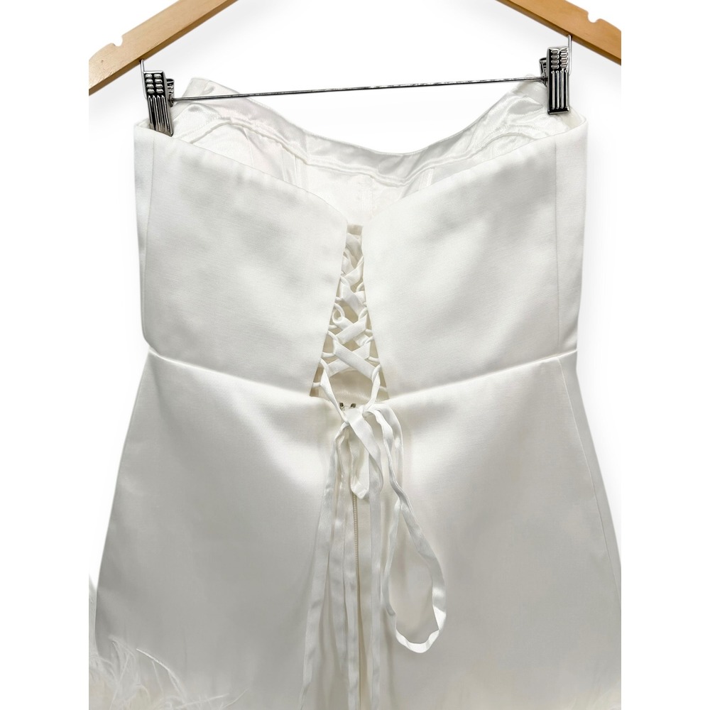 NWT Bronx and Banco Fiora Feather-Trimmed Strapless Mini Dress $950 - Size US 8 - Picture 10 of 13